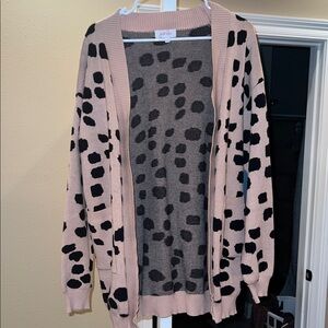 Chic Polka Dot Cardigan in Pink and Black